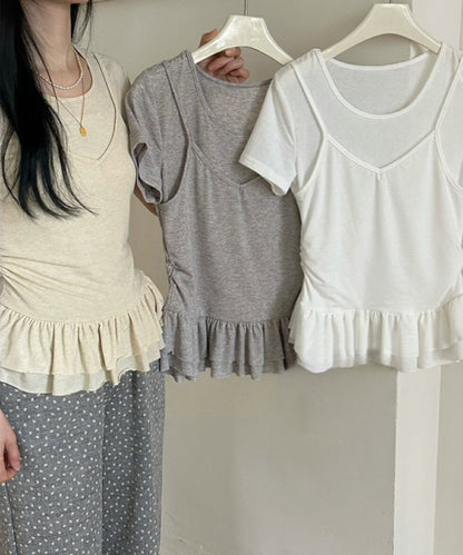 【Jasmine】レイヤード風裾フリルTシャツ