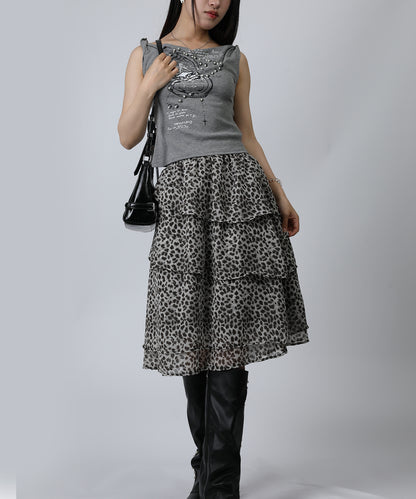 HOOK for girls クロス柄グラフィック オフショルダークロップドTシャツ