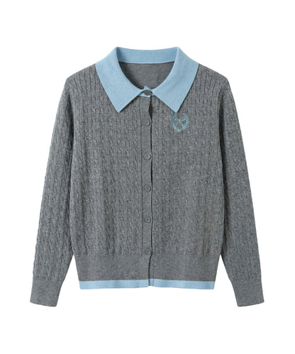 HOOK for girls　刺繍ワンポイント フレンチガーリーカーディガン