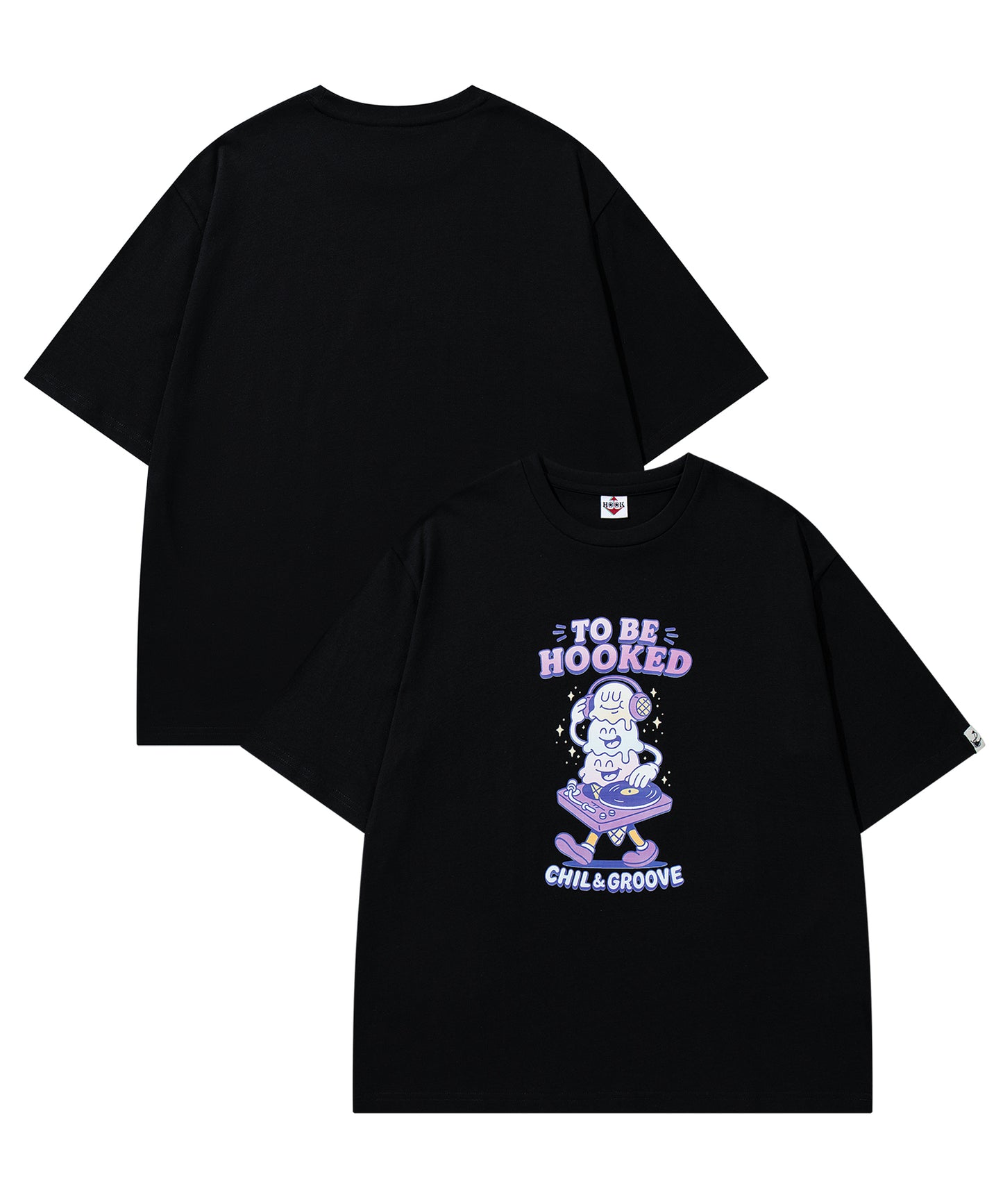 HOOK -original-　フードモチーフ アメリカンカートゥーンプリント ビッグTシャツ