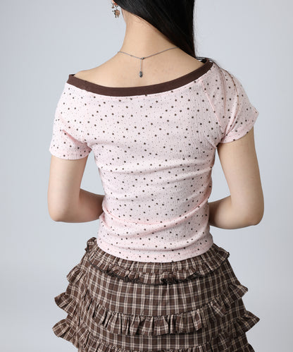 HOOK for girls ドットストーンロゴ × オフショルダー コンパクトストリートT (SS)