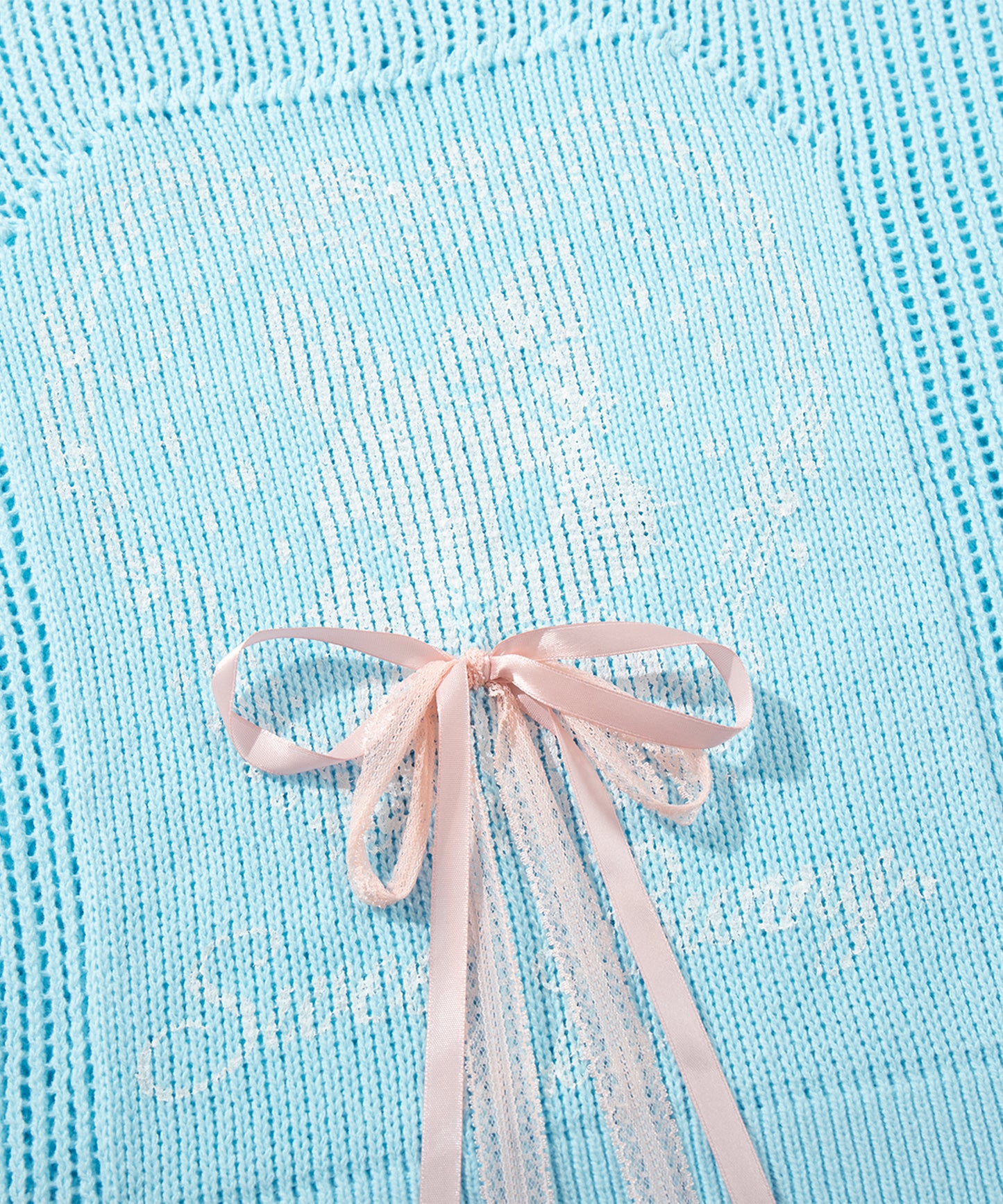 HOOK for girls ハートうさぎ透かし編みリボン付きニットプルオーバー