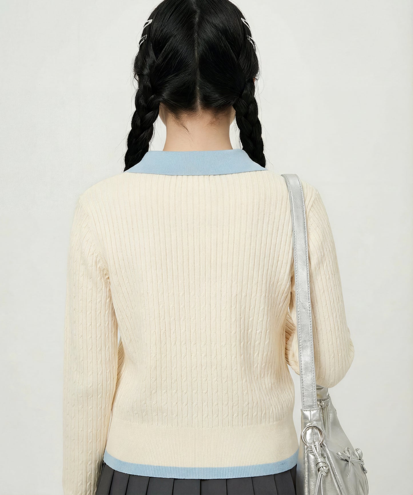 HOOK for girls　刺繍ワンポイント フレンチガーリーカーディガン