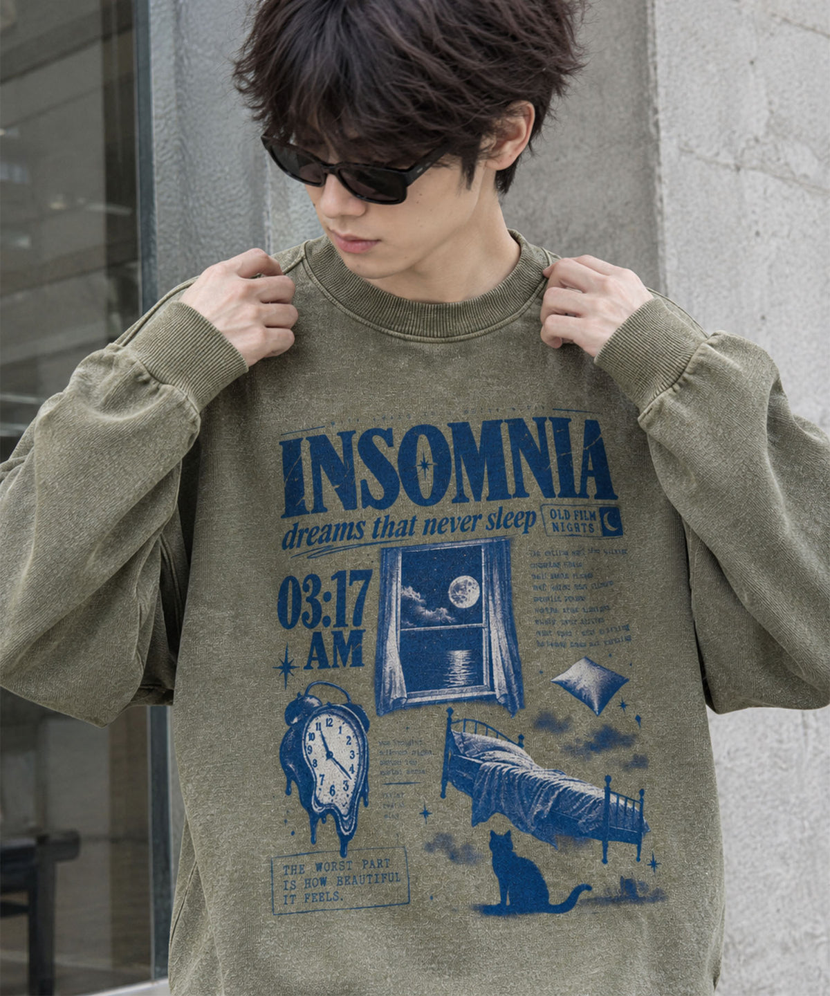HOOK -original- INSOMINIA アソートスペースグラフィックオーバーサイズスウェット