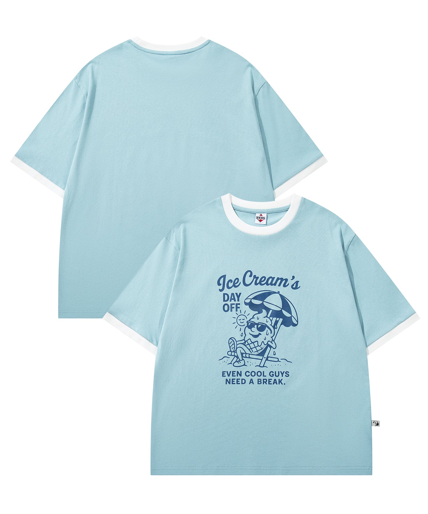 HOOK -original-　フードモチーフ アメリカンカートゥーンプリント ビッグTシャツ