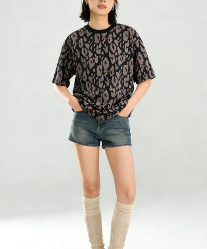 HOOK for girls　レオパード総柄 半袖Tシャツ / アニマル柄 ビッグシルエット カジュアル