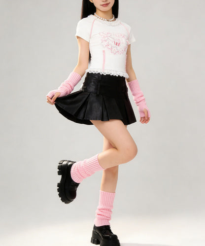 HOOK for girls　リボン×プリント レースTシャツ