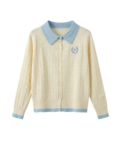 HOOK for girls　刺繍ワンポイント フレンチガーリーカーディガン