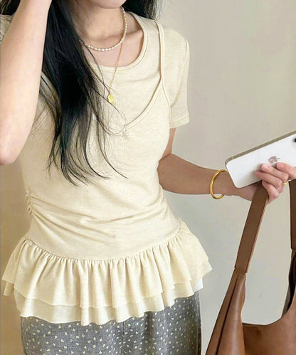 【Jasmine】レイヤード風裾フリルTシャツ