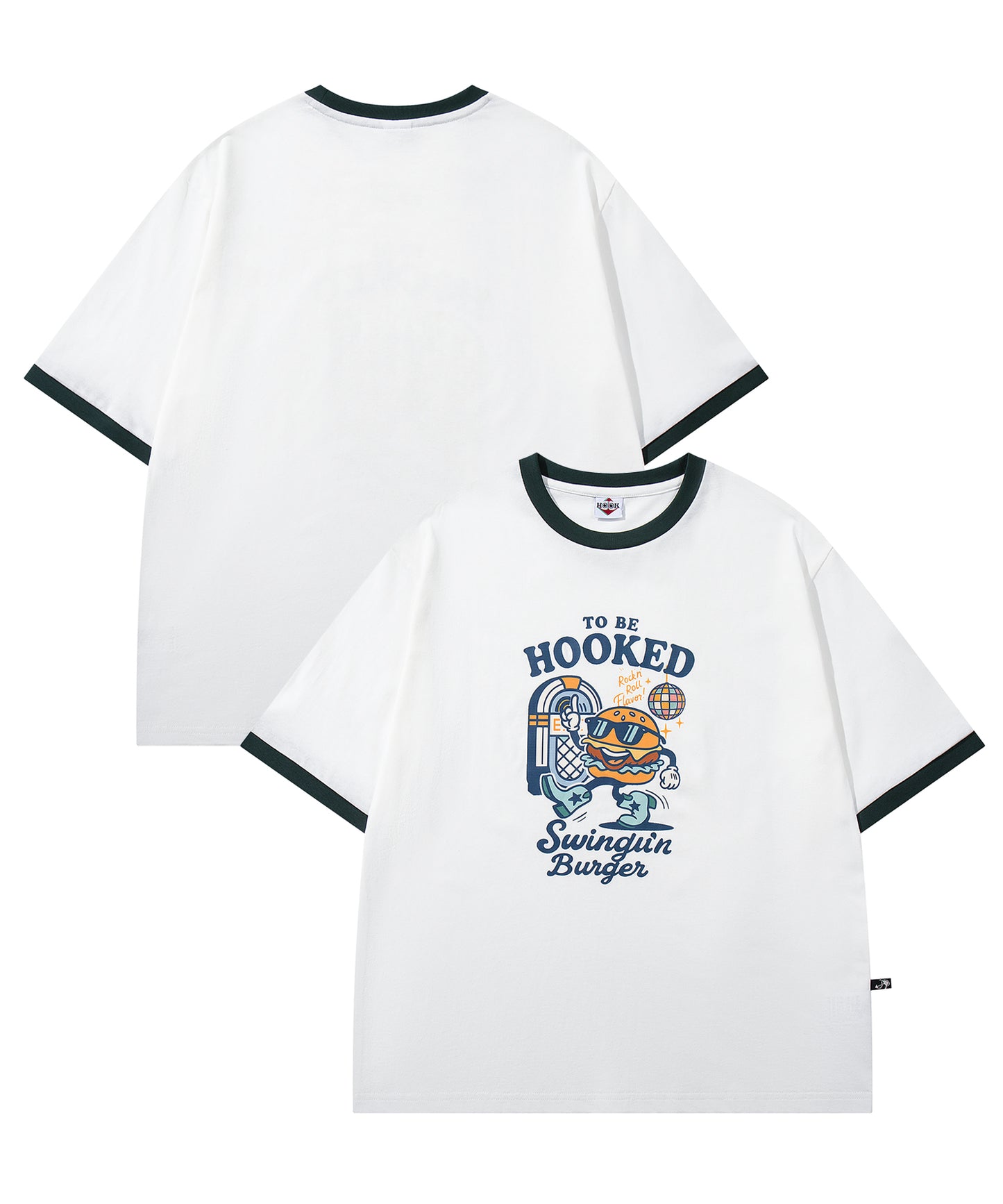 HOOK -original-　フードモチーフ アメリカンカートゥーンプリント ビッグTシャツ