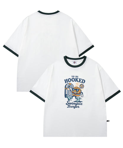 HOOK -original-　フードモチーフ アメリカンカートゥーンプリント ビッグTシャツ
