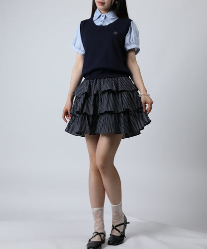 HOOK for girls　ストライプティアードフリルミニスカート