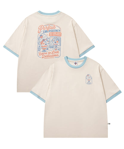HOOK -original-　フードモチーフ アメリカンカートゥーンプリント ビッグTシャツ