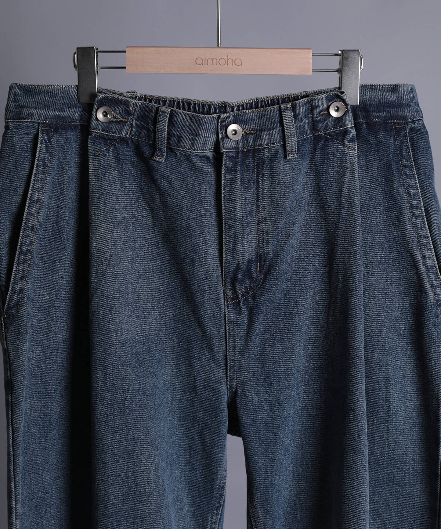 【aimoha neo】BAGGY DOUBLE　BELT TUCK JEANS