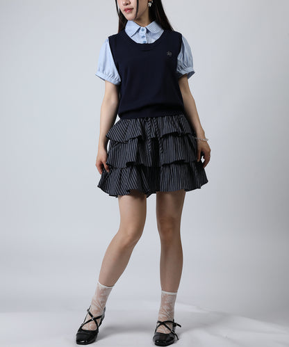 HOOK for girls ニットベスト×半袖シャツ レイヤードライクトップス