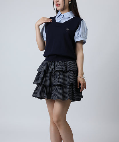 HOOK for girls　ストライプティアードフリルミニスカート