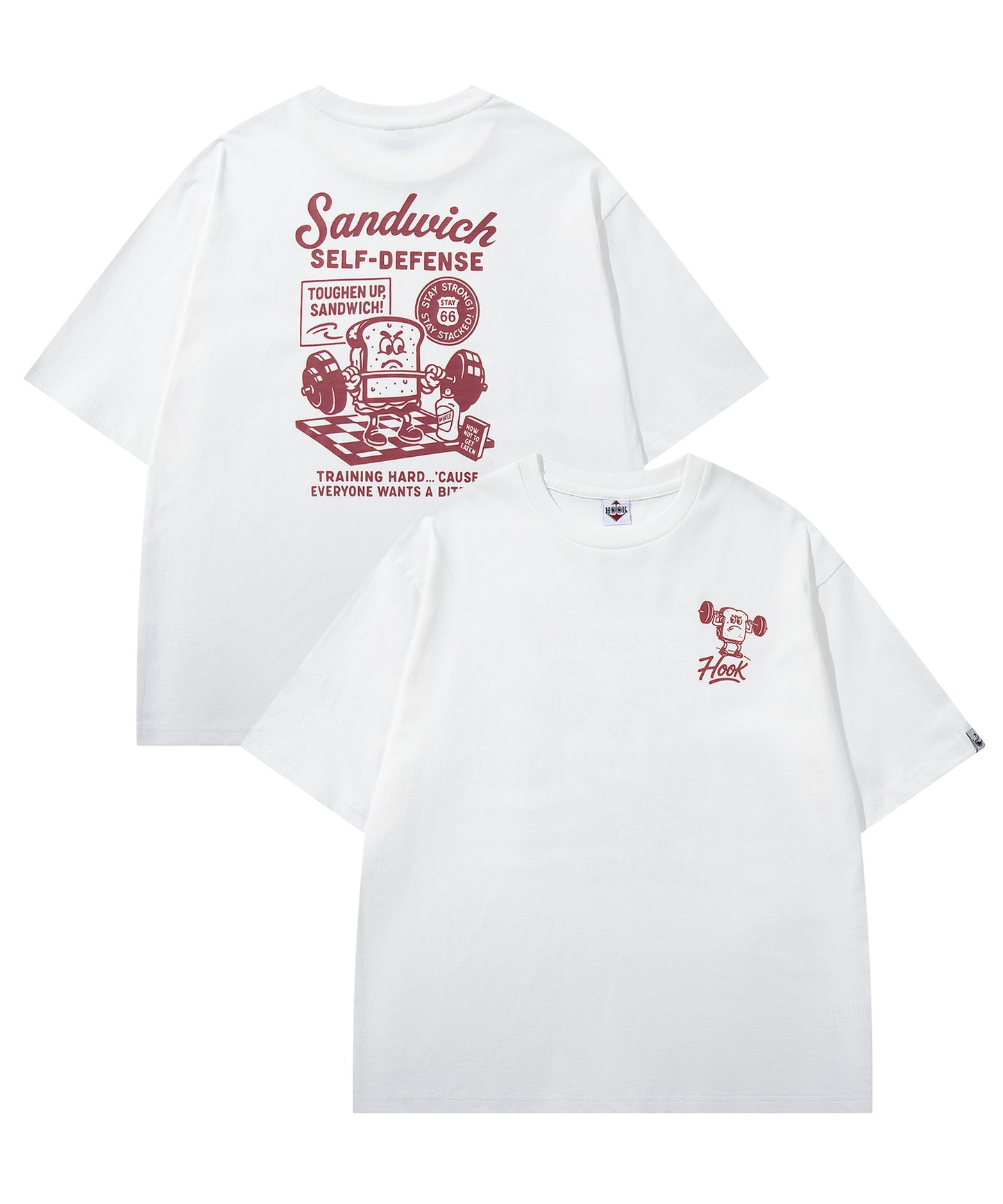 HOOK -original-　フードモチーフ アメリカンカートゥーンプリント ビッグTシャツ