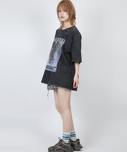 HOOK -original-　INSOMNIA　ウォッシュ加工ヴィンテージ風 ビッグTEE