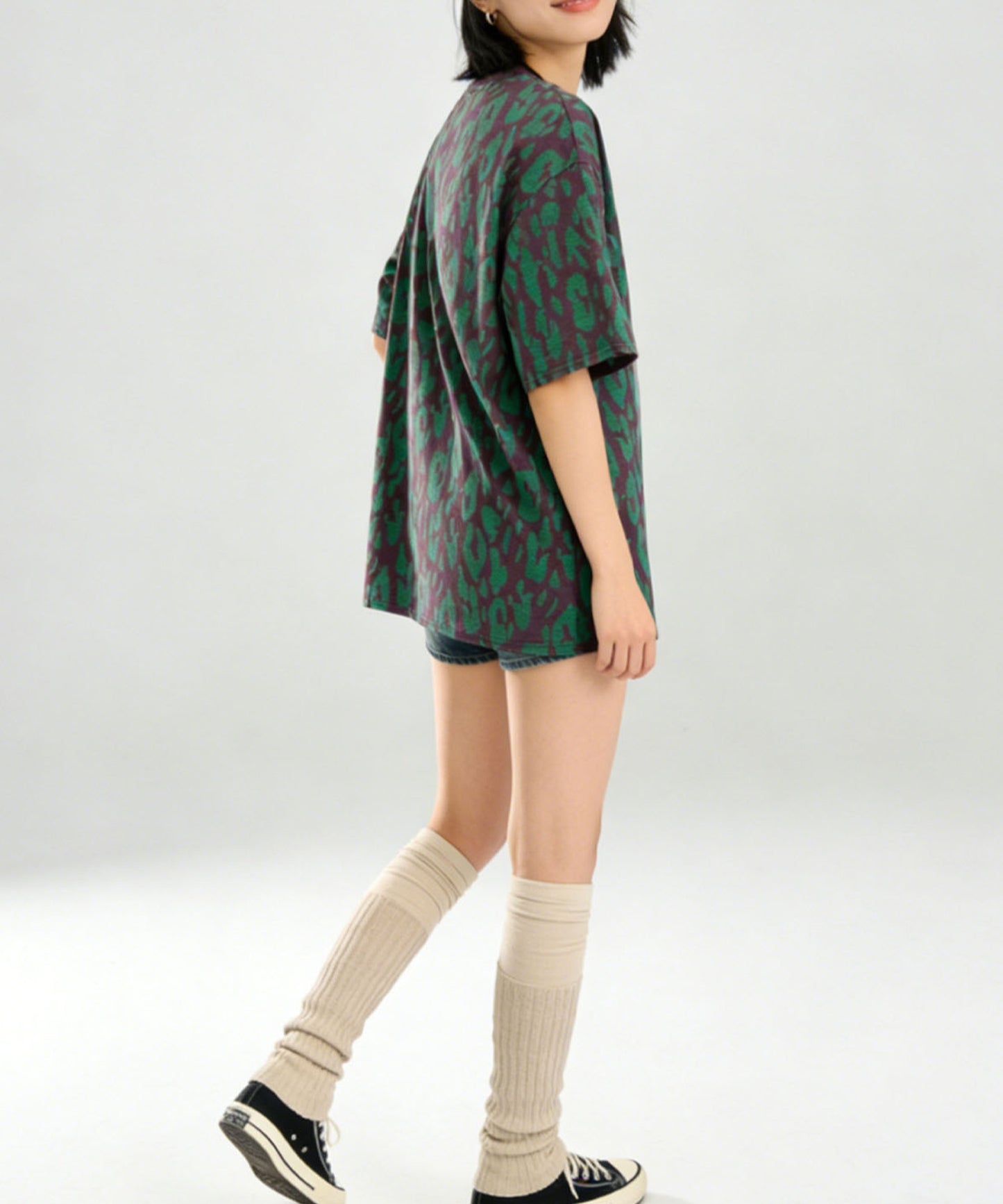 HOOK for girls　レオパード総柄 半袖Tシャツ / アニマル柄 ビッグシルエット カジュアル