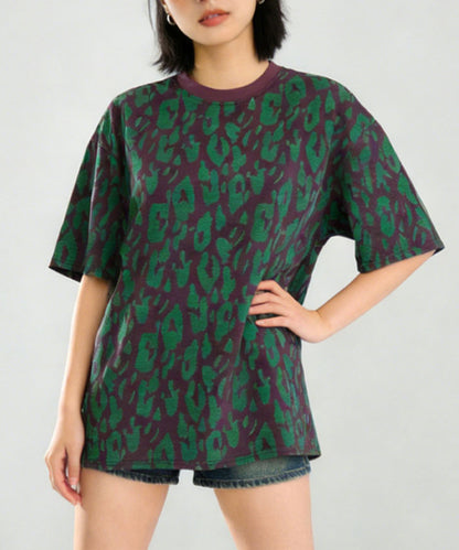 HOOK for girls　レオパード総柄 半袖Tシャツ / アニマル柄 ビッグシルエット カジュアル