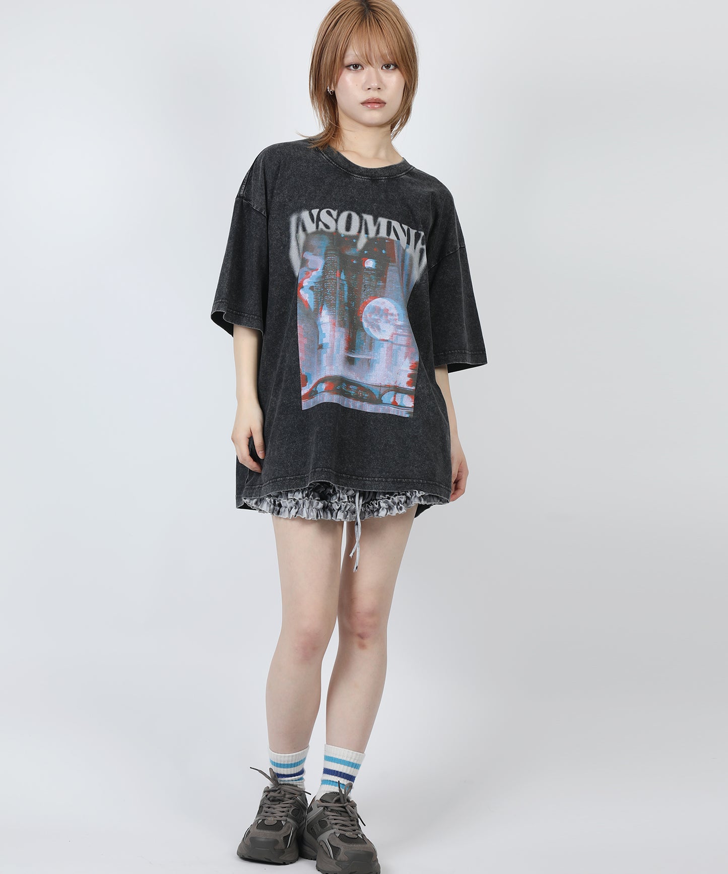 HOOK -original-　INSOMNIA　ウォッシュ加工ヴィンテージ風 ビッグTEE