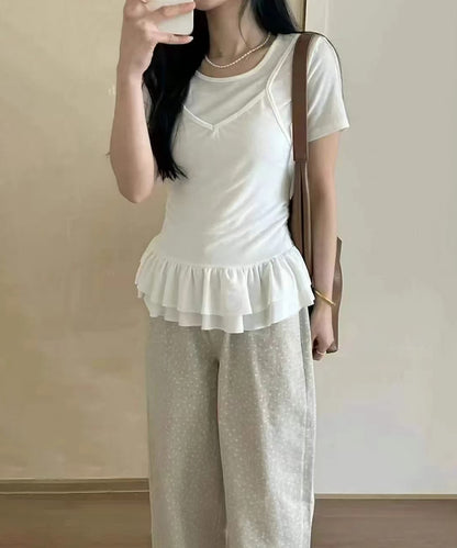 【Jasmine】レイヤード風裾フリルTシャツ