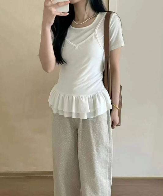 【Jasmine】レイヤード風裾フリルTシャツ