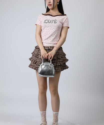 HOOK for girls ドットストーンロゴ × オフショルダー コンパクトストリートT (SS)