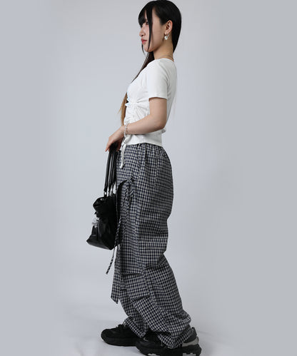 HOOK for girls リボングラフィック × サイドギャザー コンパクトストリートT