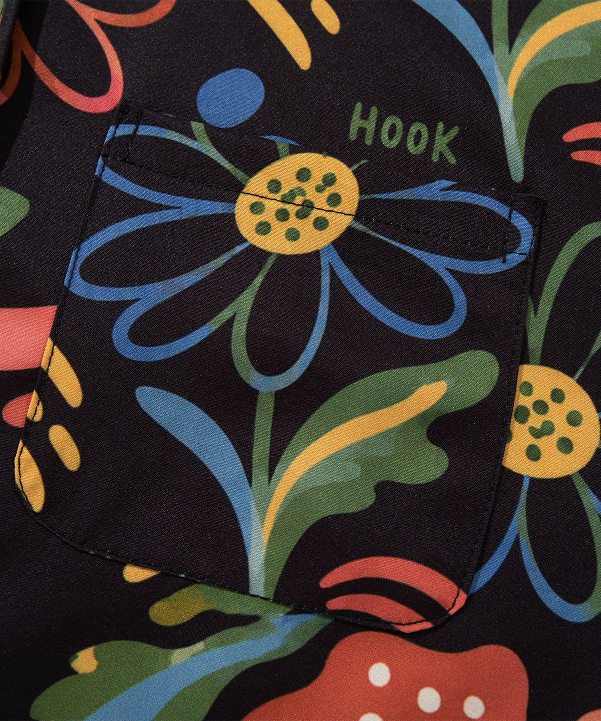 HOOK -original-　古着風総柄プリント襟付き長袖シャツ
