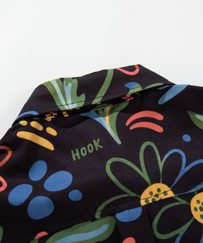 HOOK -original-　古着風総柄プリント襟付き長袖シャツ