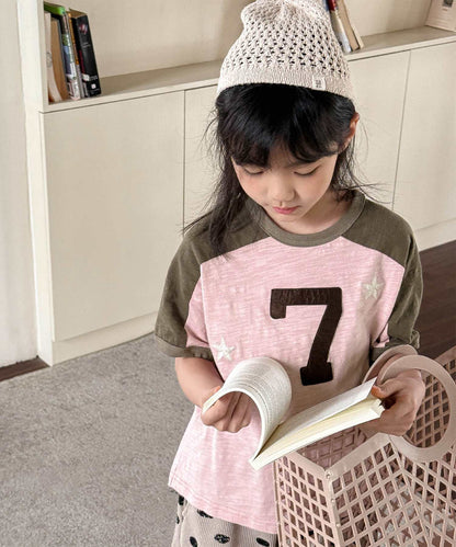【aimoha-KIDS-】ナンバープリントラグランTシャツ