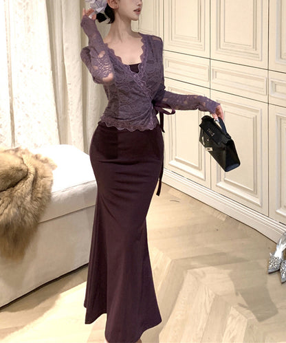 【Jasmine】シアーレーストップス＋スウェットキャミワンピース