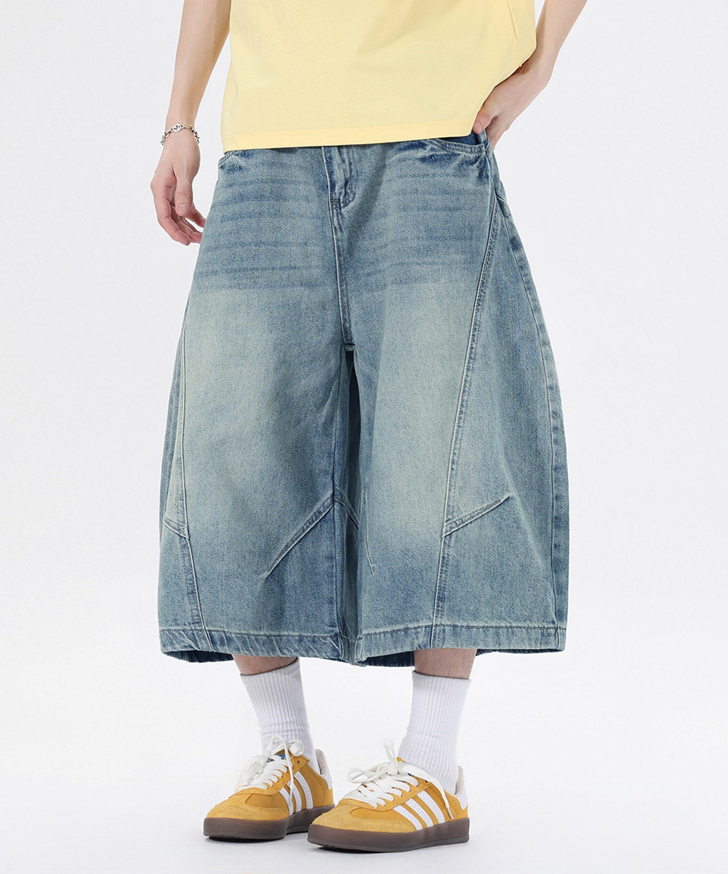 HOOK バレルレッグ ワイドデニム ハーフパンツ (SS)