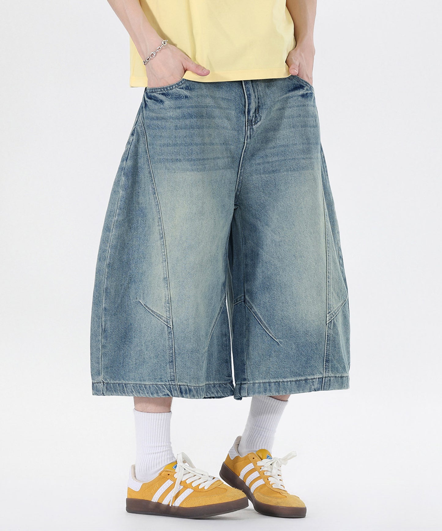 HOOK バレルレッグ ワイドデニム ハーフパンツ (SS)