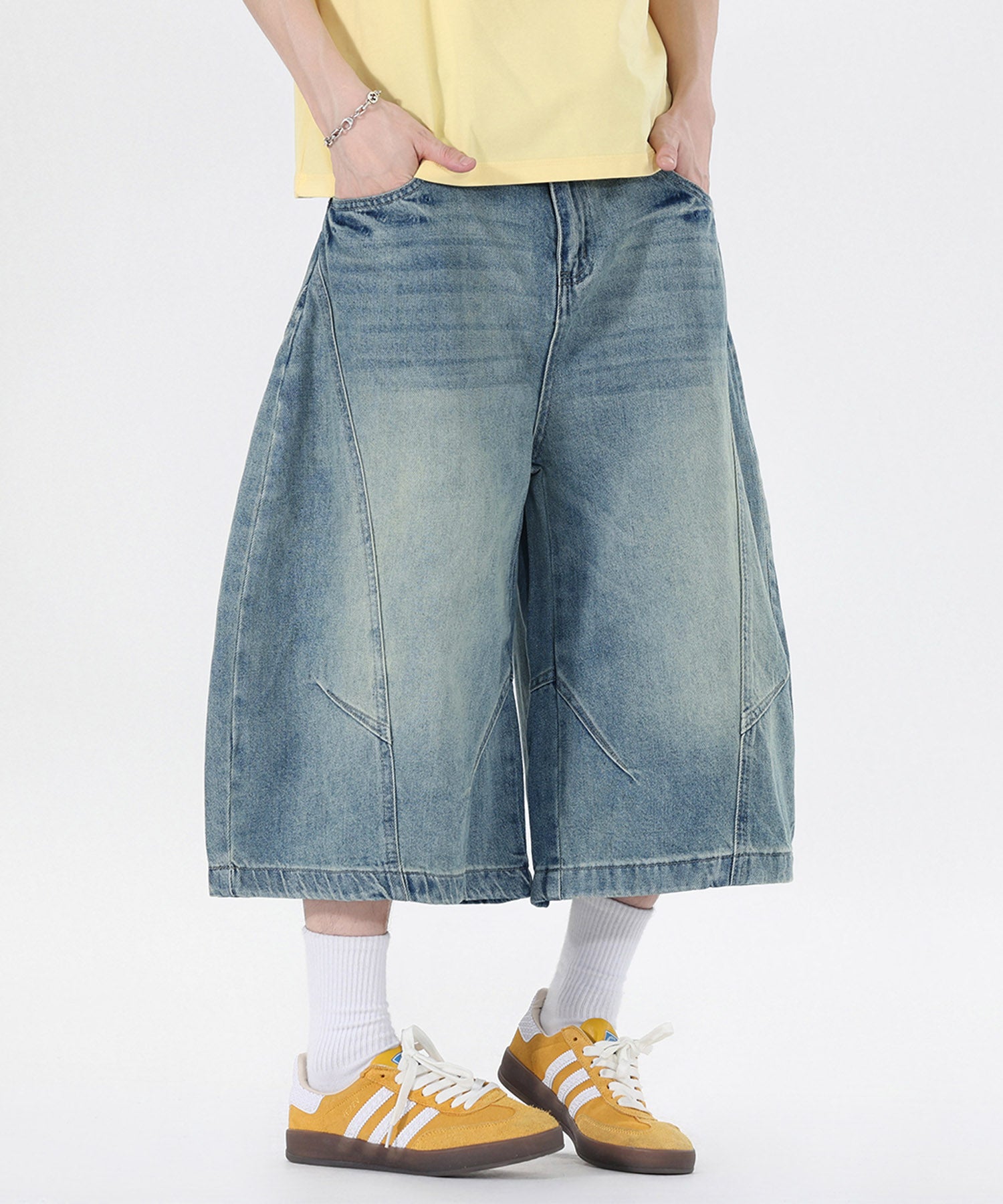 HOOK バレルレッグ ワイドデニム ハーフパンツ (SS)