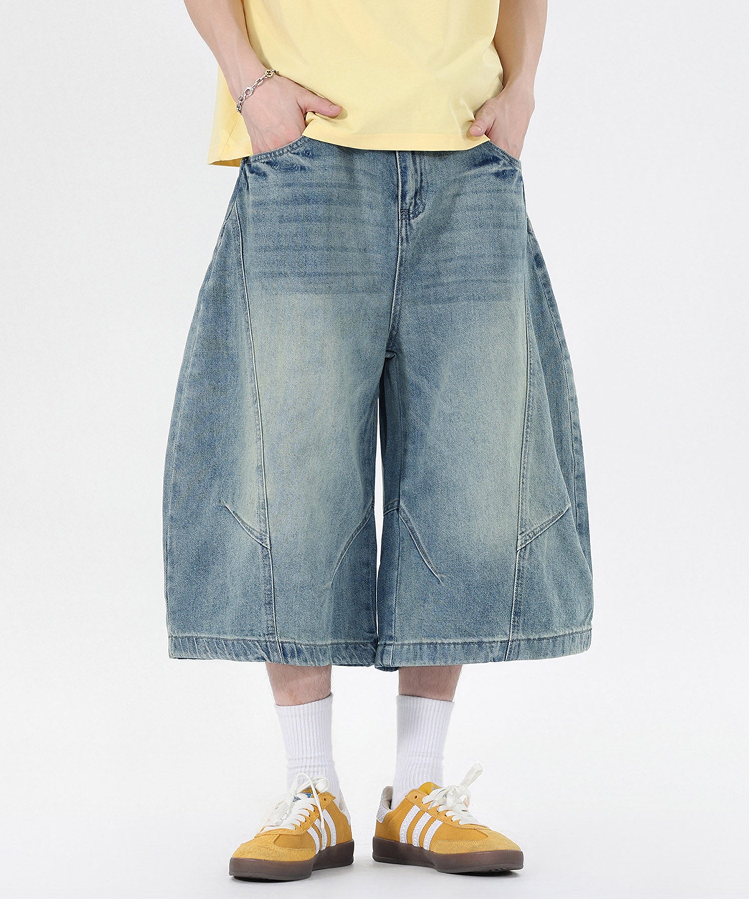 HOOK バレルレッグ ワイドデニム ハーフパンツ (SS)