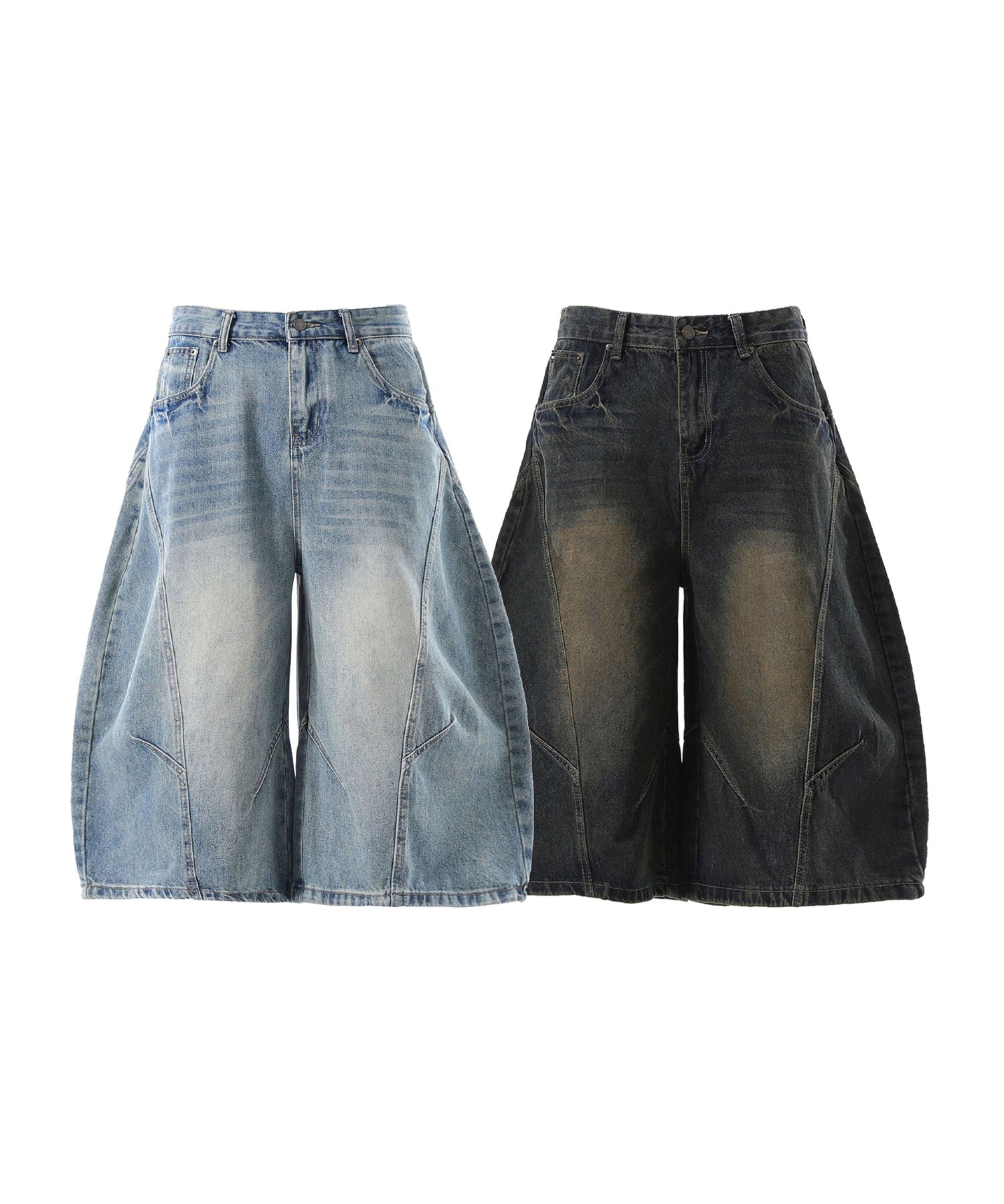 HOOK バレルレッグ ワイドデニム ハーフパンツ (SS)