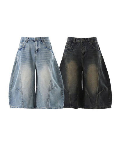 HOOK バレルレッグ ワイドデニム ハーフパンツ (SS)