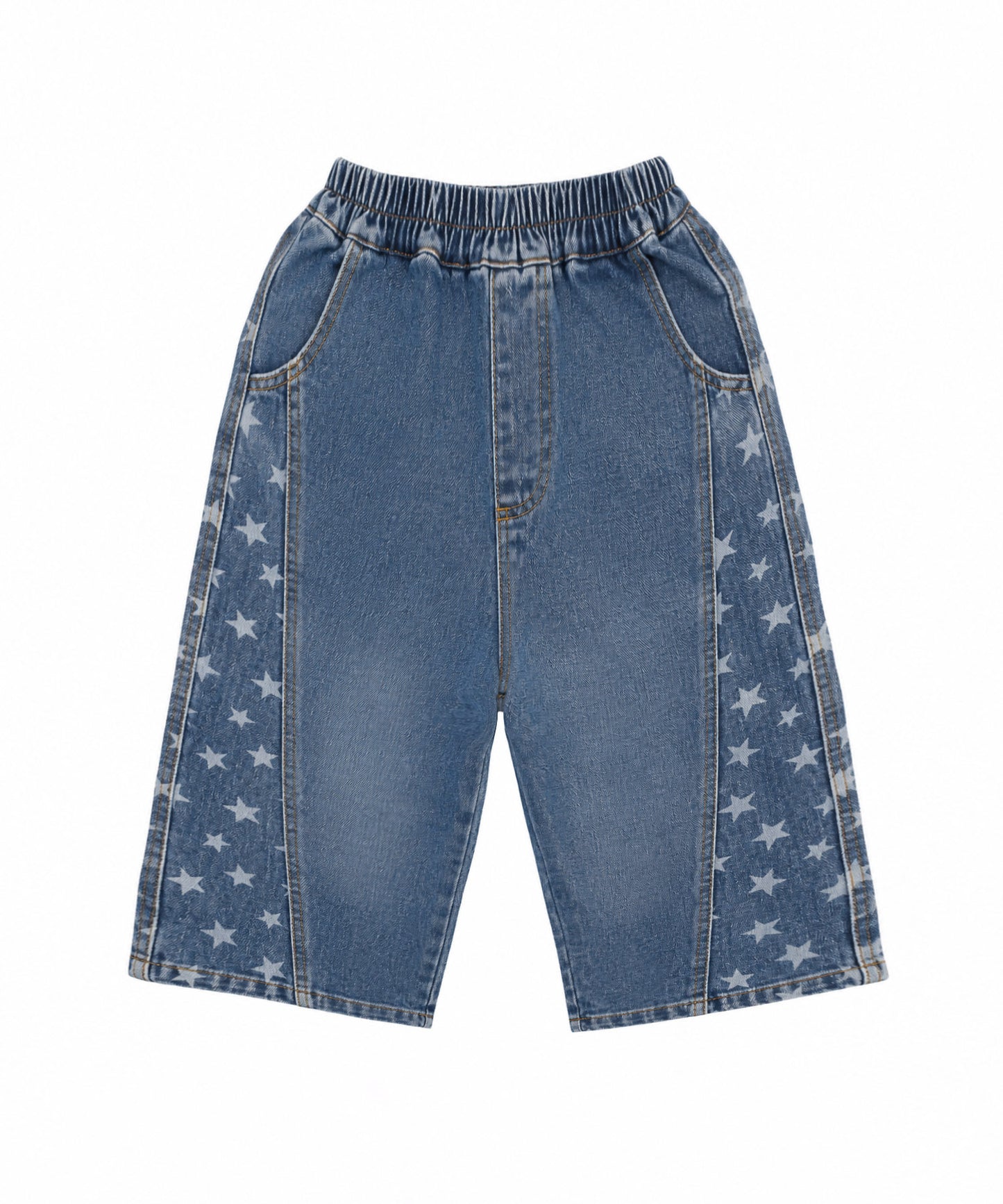 【aimoha-KIDS-】スタープリントデニムハーフパンツ