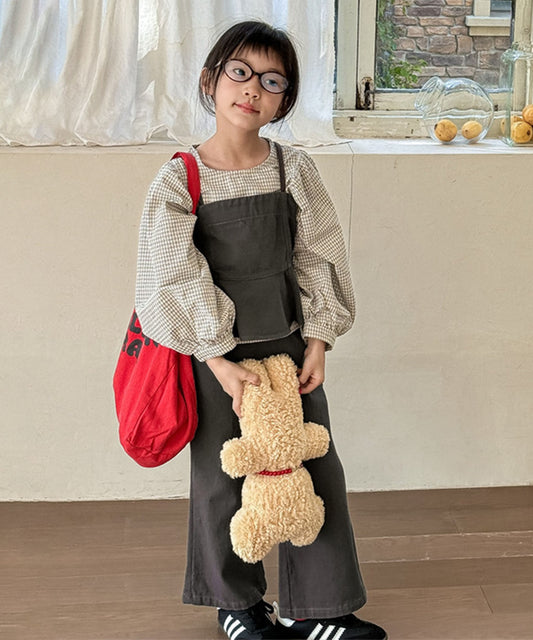 【aimoha-KIDS-】キッズ　フリルビスチェ×セミワイドパンツ セットアップ