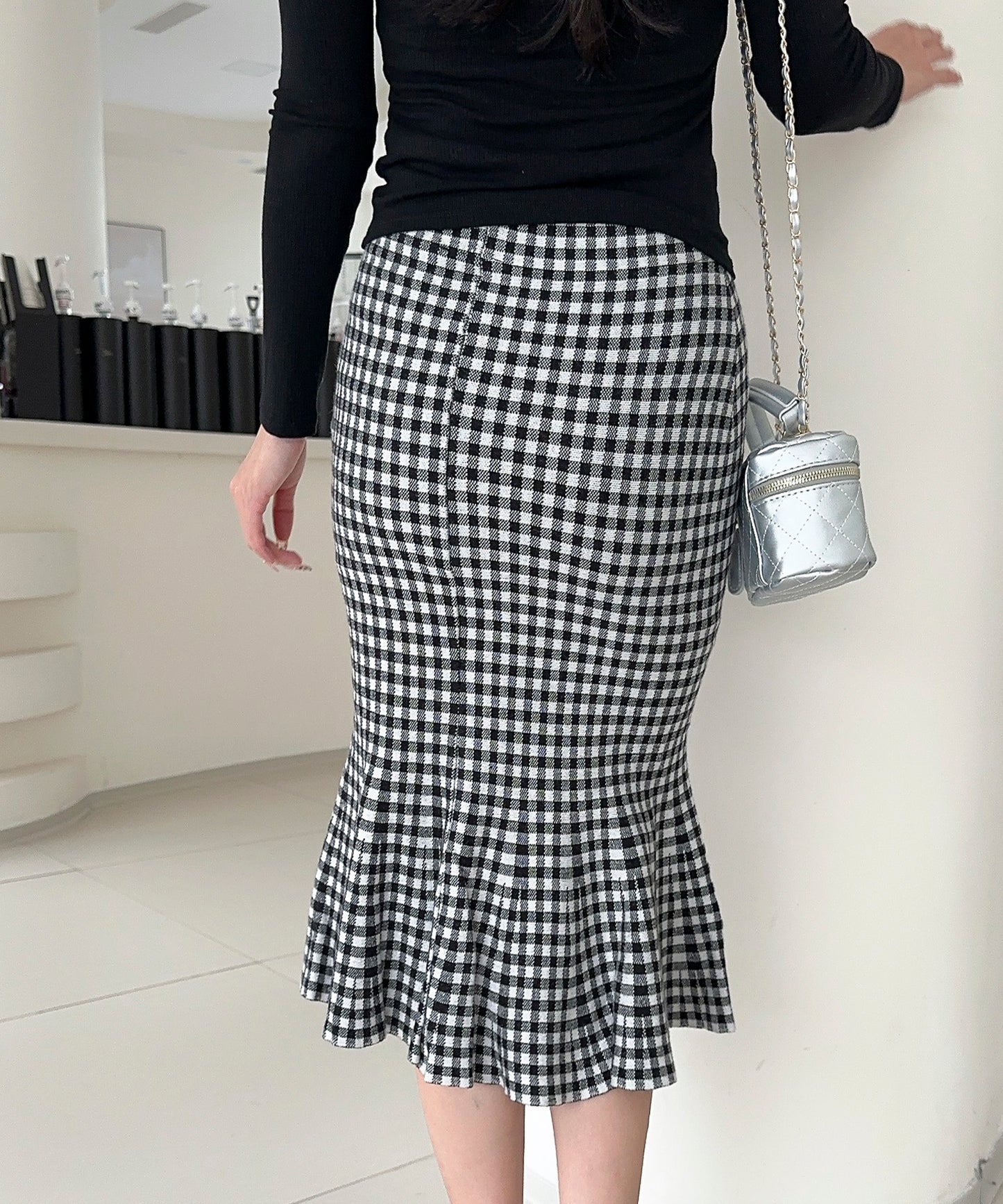 【Jasmine】チェック柄ニットマーメイドスカート