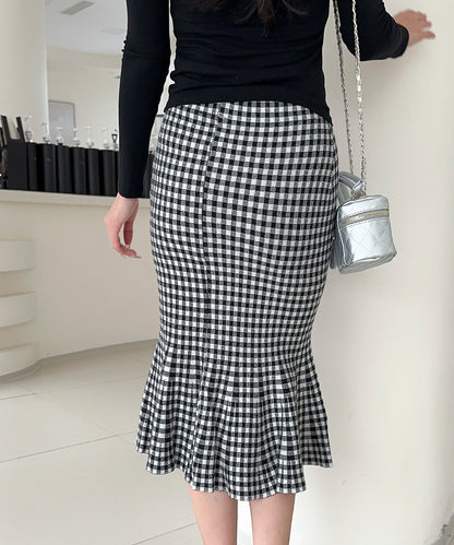 【Jasmine】チェック柄ニットマーメイドスカート
