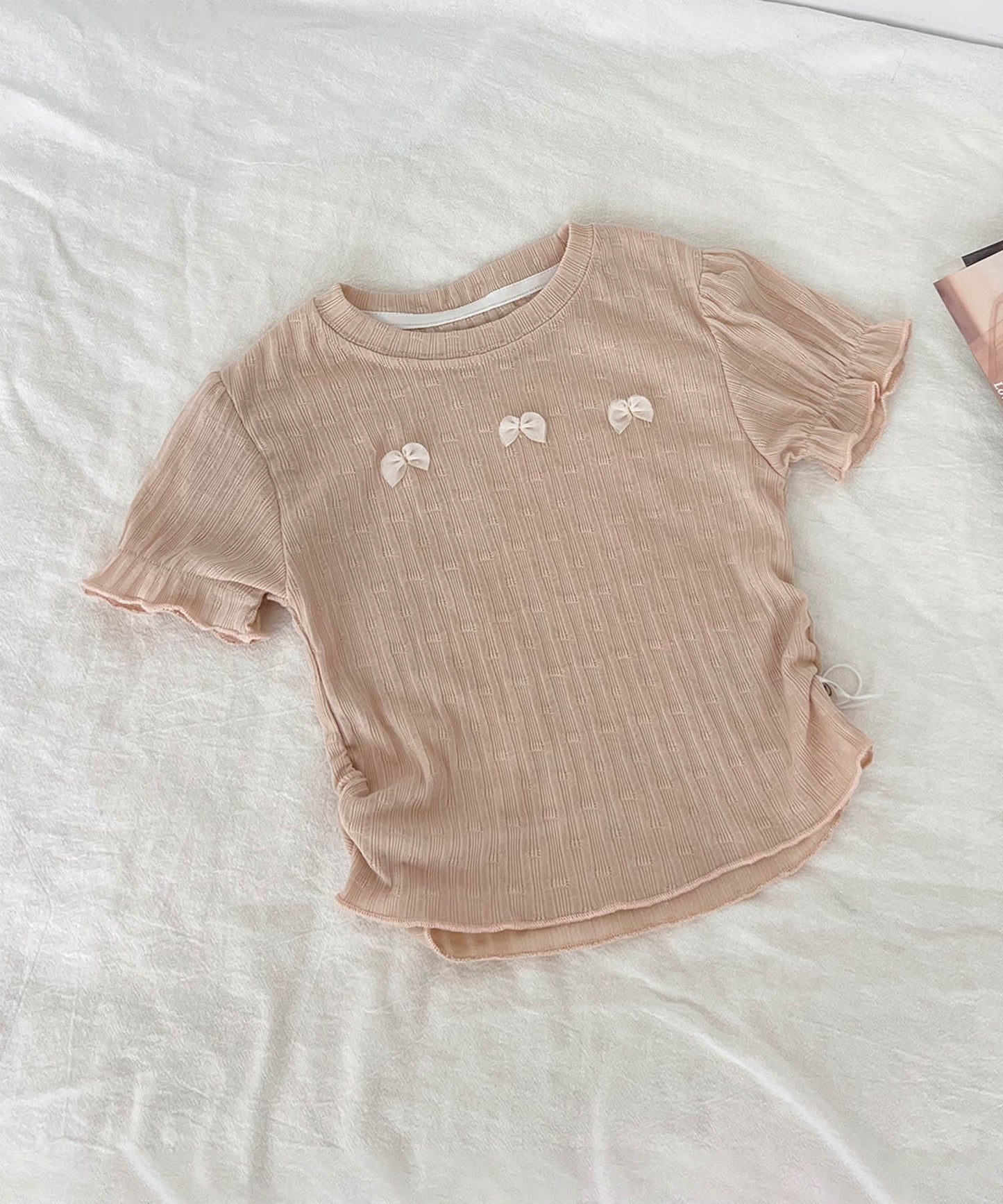 [aimoha-KIDS-] Ribbon Accent Ruffle T-shirt