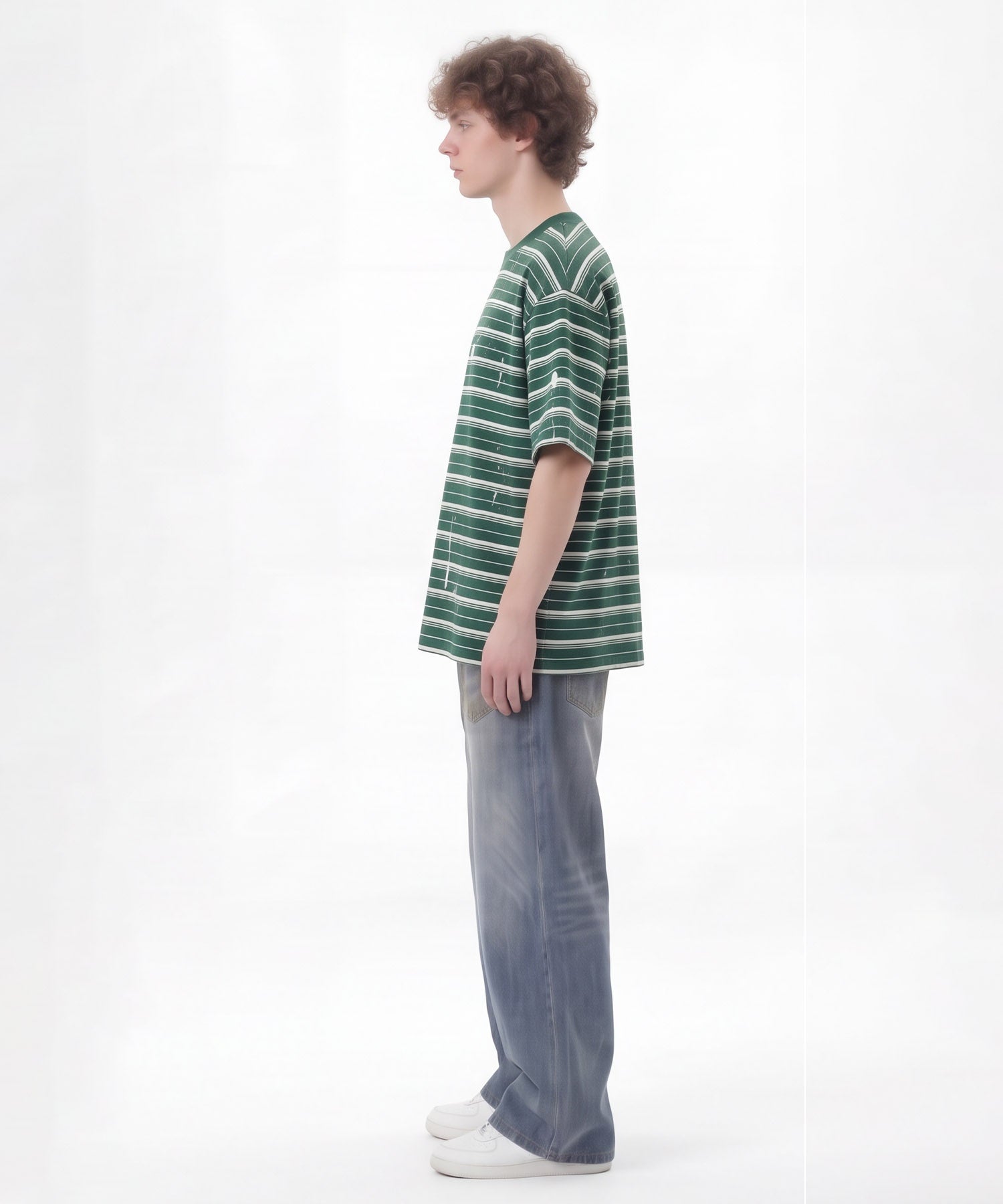 HOOK ペイントスプラッシュ × ボーダー 半袖 Tシャツ (SS)