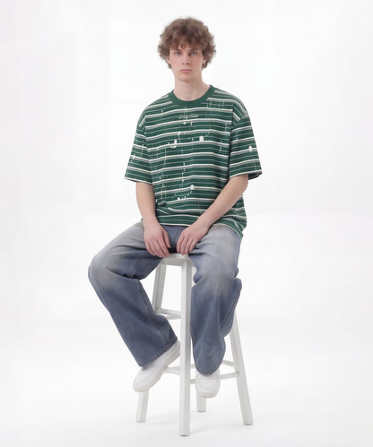 HOOK ペイントスプラッシュ × ボーダー 半袖 Tシャツ (SS)