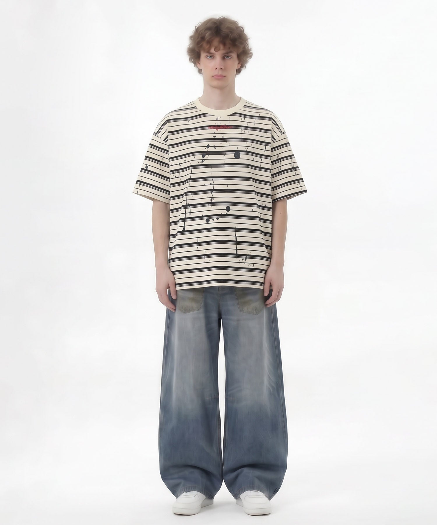 HOOK ペイントスプラッシュ × ボーダー 半袖 Tシャツ (SS)