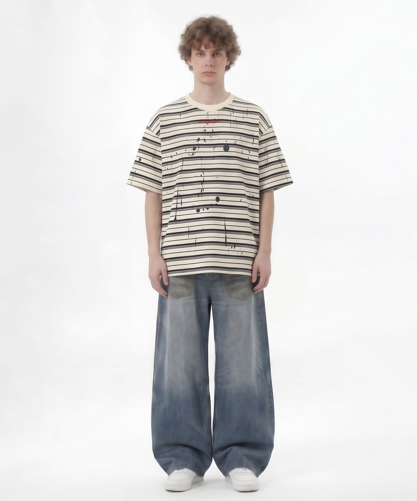 HOOK ペイントスプラッシュ × ボーダー 半袖 Tシャツ (SS)