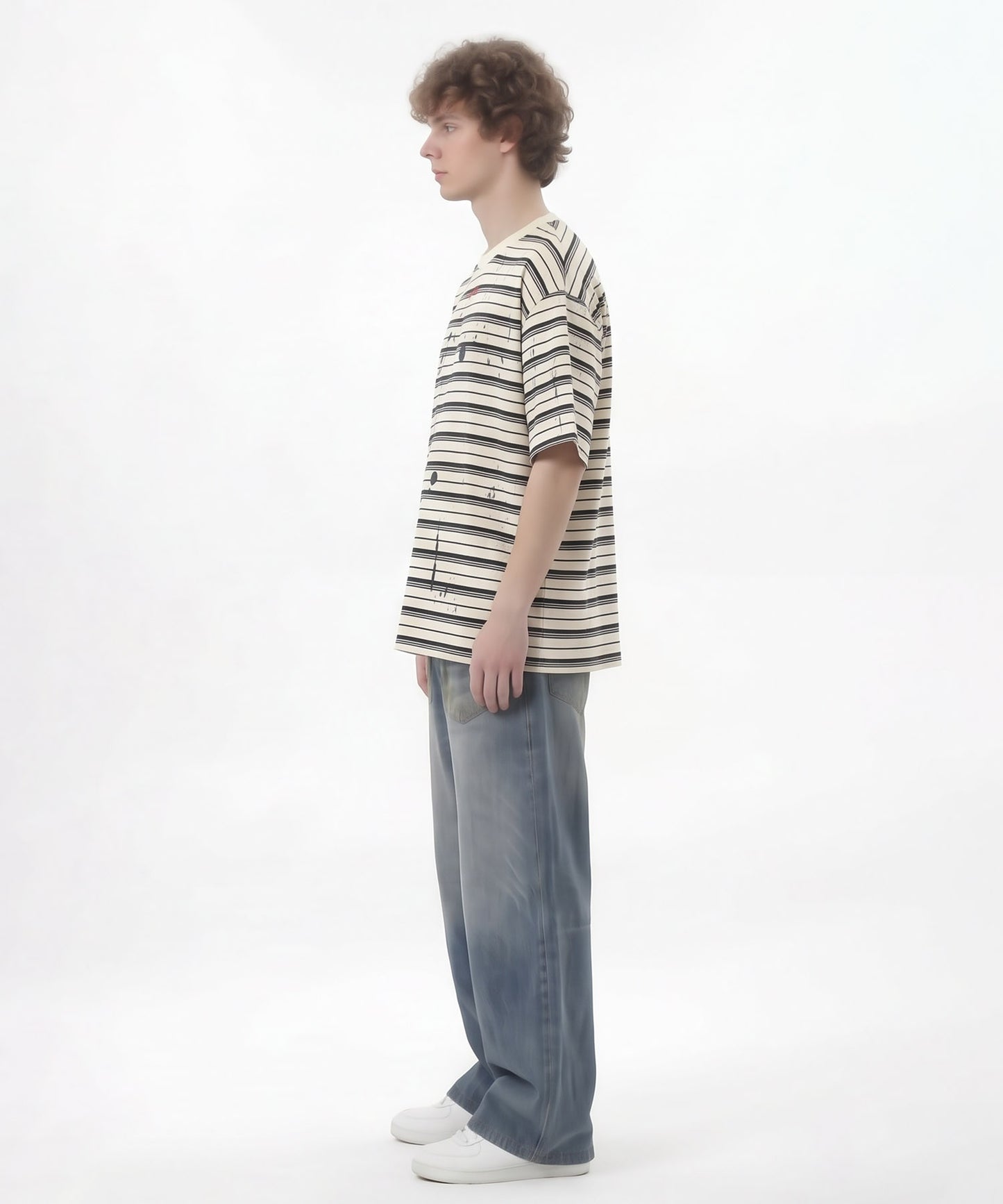 HOOK ペイントスプラッシュ × ボーダー 半袖 Tシャツ (SS)