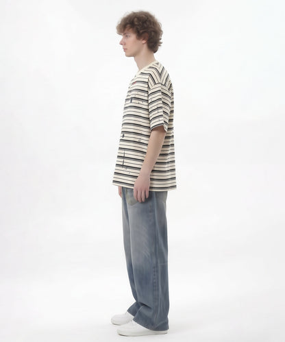 HOOK ペイントスプラッシュ × ボーダー 半袖 Tシャツ (SS)
